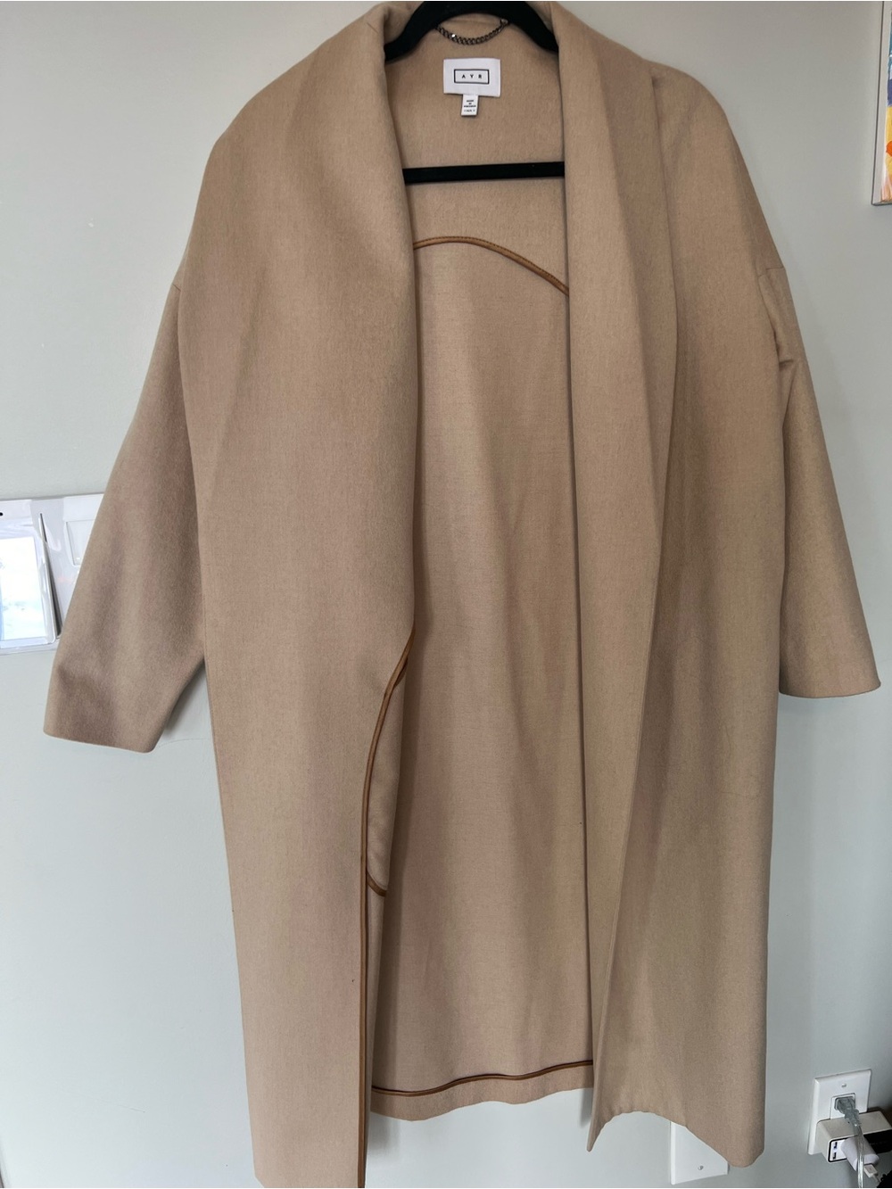 AYR Oversized Shawl Collar Coatigan in Camel